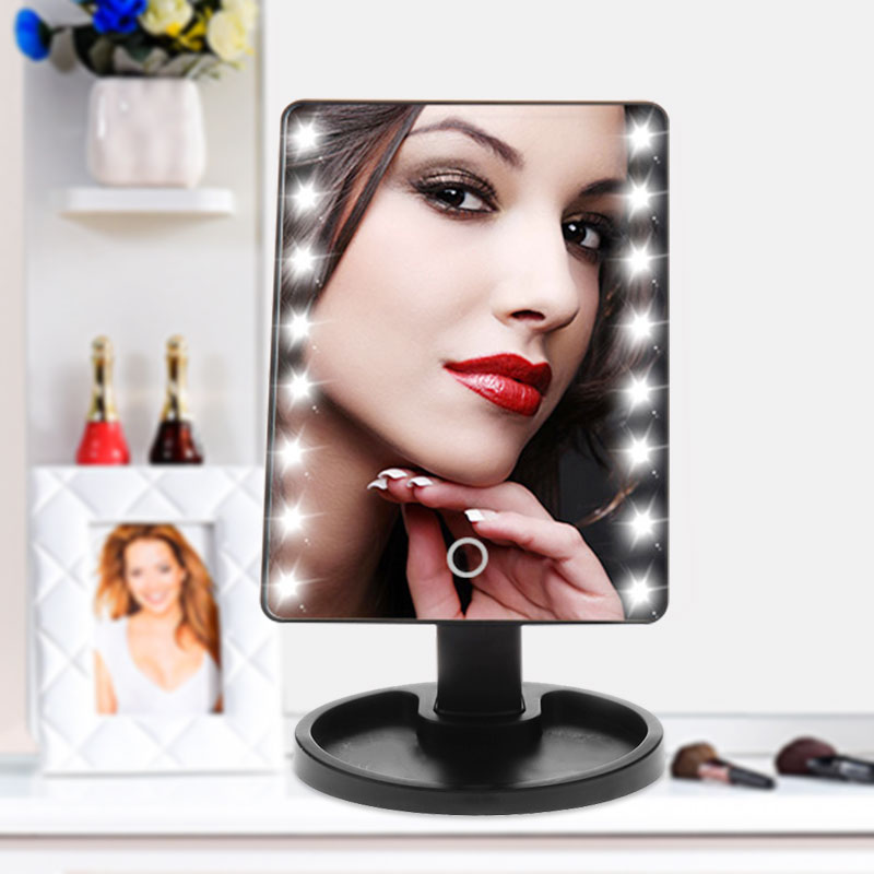Led berøringsskærm makeup spejl luksus spejl med 16/22 led lys 180 graders justerbart bord make up spejl