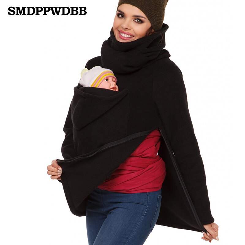 SMDPPWDBB-manteau kangourou multifonctionnel pour femme, modèles d'hiver, pull ondulé imprimé , manteau à manches longues de: B / L
