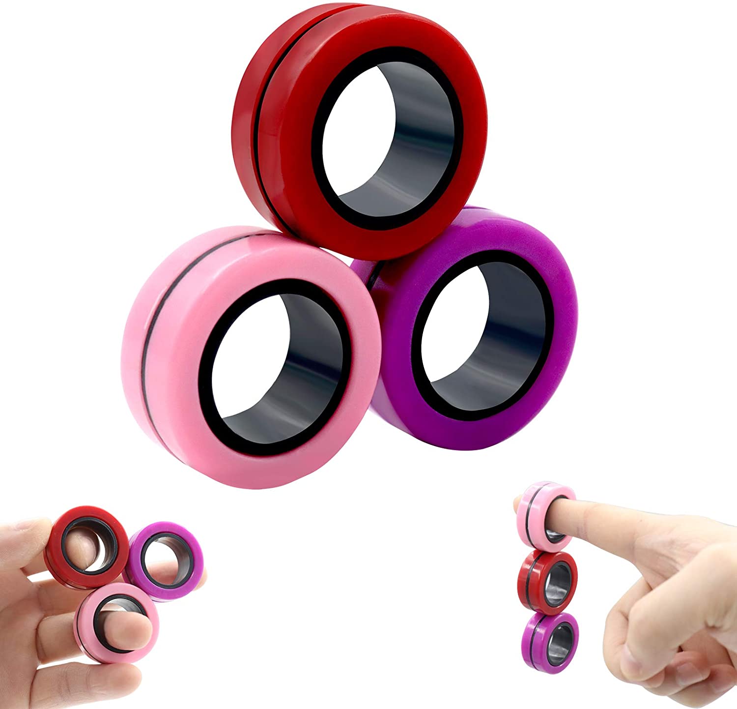 Anti-Stress Magnetic Rings Magnetic Bracelet Ring Unzip Toy Magic Ring Props Tools Decompression Toys Magnetic Bracelet Ring: Style 13