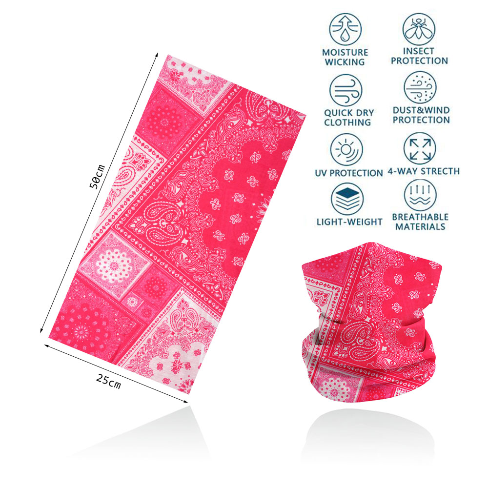 Pink Bandana Face Mask Hiking Bandanna Women Running Camping Yoga Headband Quickdry Neck Gaiter Seamless Tube Cycling Head Scarf