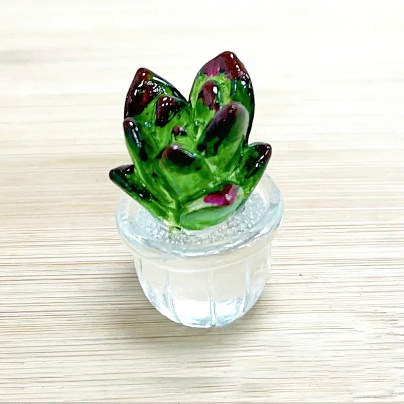 Mini figuritas de Cactus para decoración de escritorio, estatua suculenta, planta de bonsái en maceta, micropaisaje: Amarillo claro