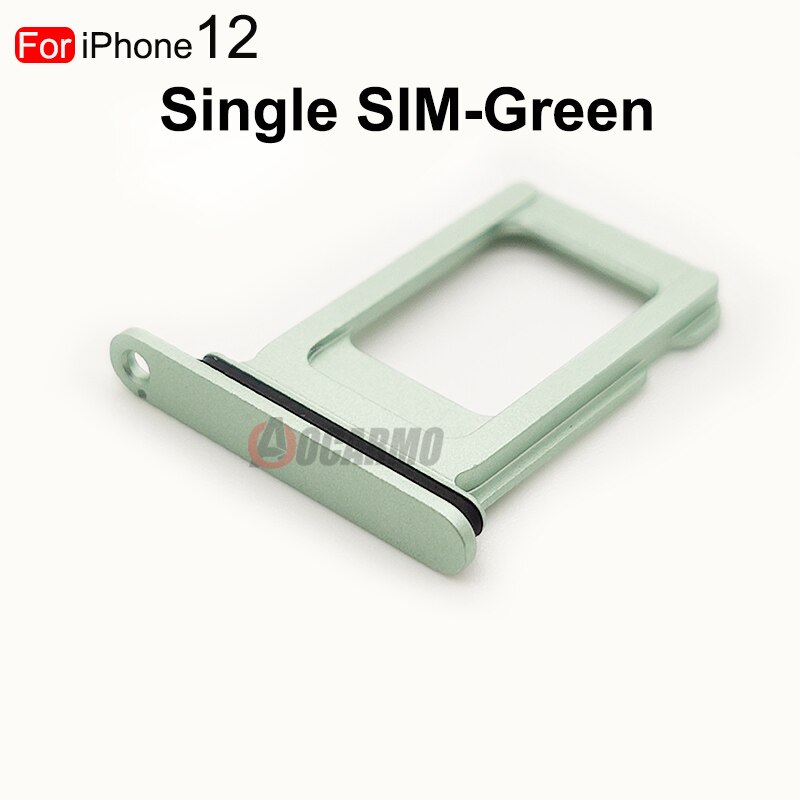 Duplo &amp; único cartão sim para iphone 12 titular bandeja de cartão sim slot titular adaptador soquete peças reposição: Single----Green