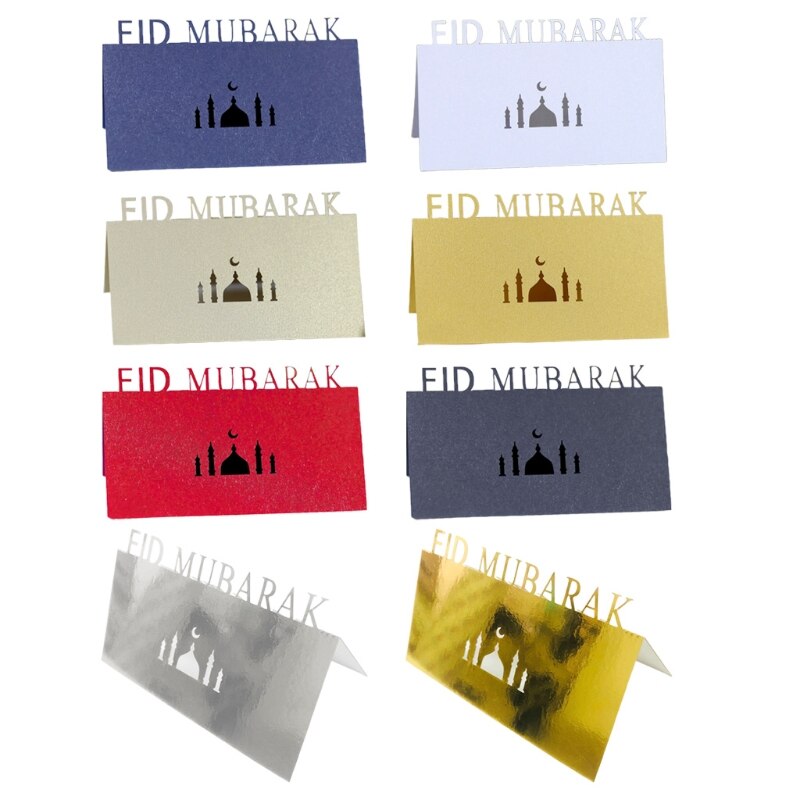 100Stck Buchstaben Eid Mubarak Tisch Karte Ramadan Aushöhlen Palazzo Mond Placecard
