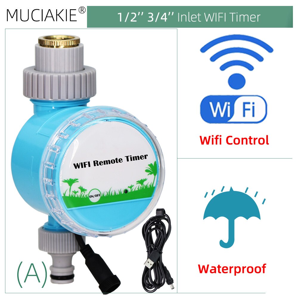 Temporizador de riego WIFI móvil, aspersor de riego automático para jardín, Graffiti Smartlife, control remoto inteligente, resistente al agua, fácil instalación: A