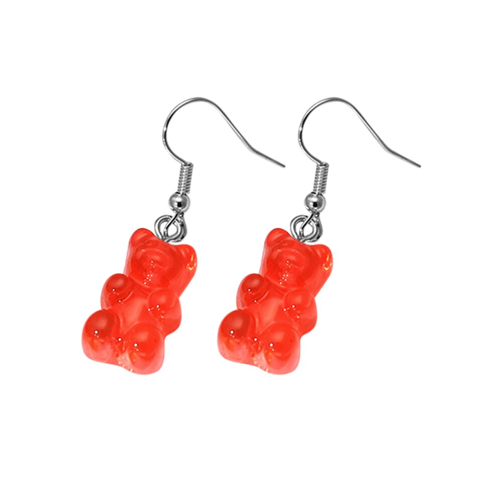 Pendientes de oso de goma minimalistas para mujer, ganchos para las orejas, de joyería, 1 par: RD