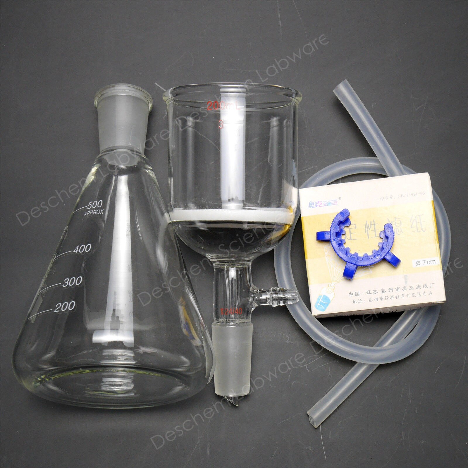 500 ml, 24/40, unité de Filtration par aspiration de laboratoire, entonnoir Buchner 200 ml, avec papier filtre