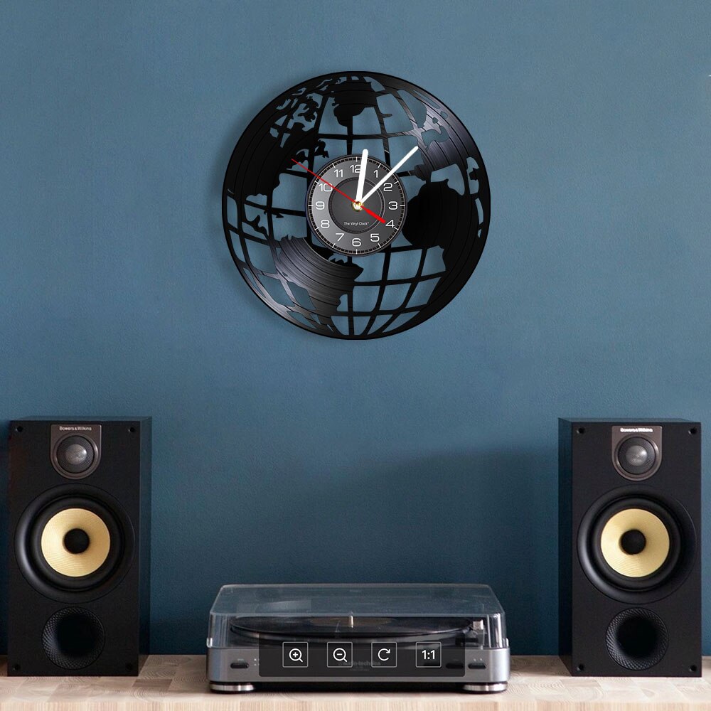 3D Earth Wall Clock Globe Map Home Decor Vinyl Record Wall Clock World Map Interior Modern Clock Housewarming