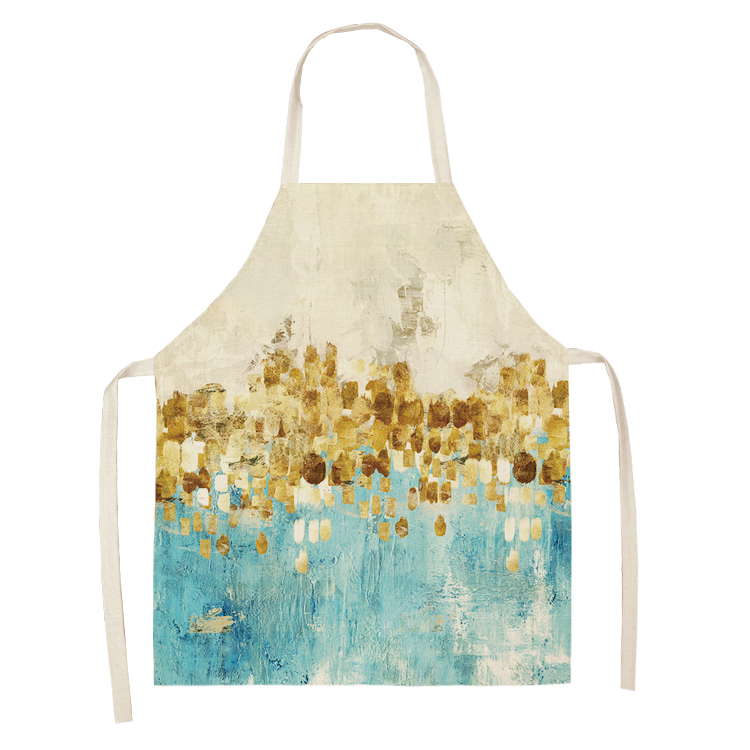 Gyllene rådjur fjäril köksförkläden för kvinnor bomull linne haklappar hushållsstädning pinafore husmanskost förkläde 53*65cm wql 0190: 2wq- wql 0190-16