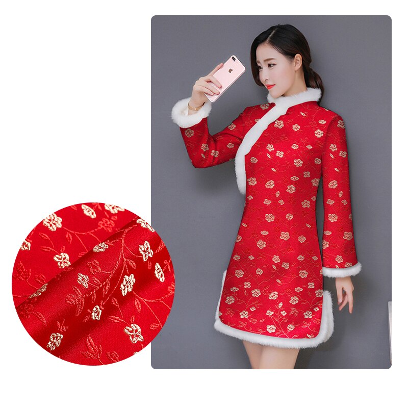 Chinese satin jacquard fabrics brocade sewing material for DIY cheongsam and kimono seam garment fabric