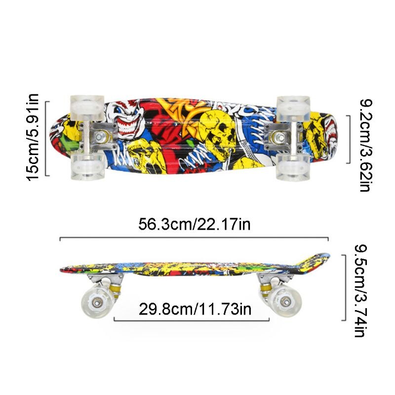 22 \"Skate Board Mini Retro Longboard Plastic 4 wheels Skateboard Outdoor Sport
