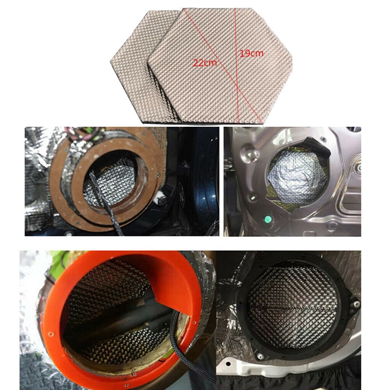 2PCS Loudspeakers Door Panel Resonance Absorption Audio Sound Insulation Wafer EPDM Aluminum foil Thermal Proofing Pad