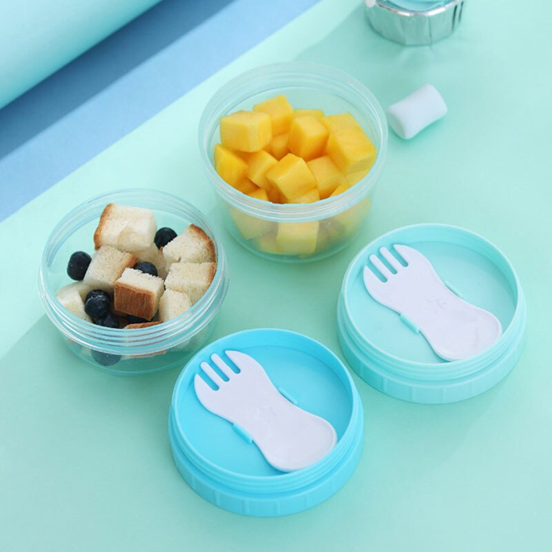 Portable Baby Food Storage Box With Lid Fork Infant Container Plastic Kids Children Feeding Storage Boxs