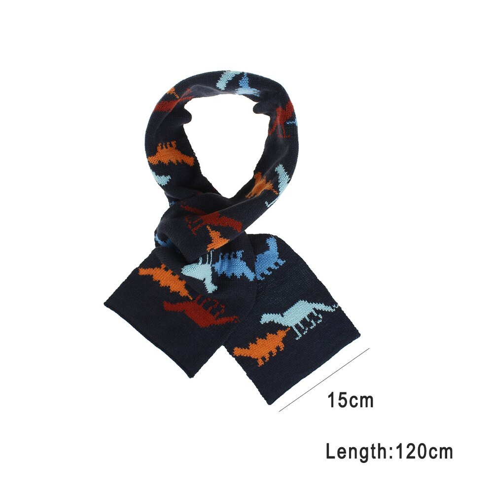 Écharpe en tricot avec motif de dinosaure brodé, pour enfants, garçons et filles, d'anniversaire de noël