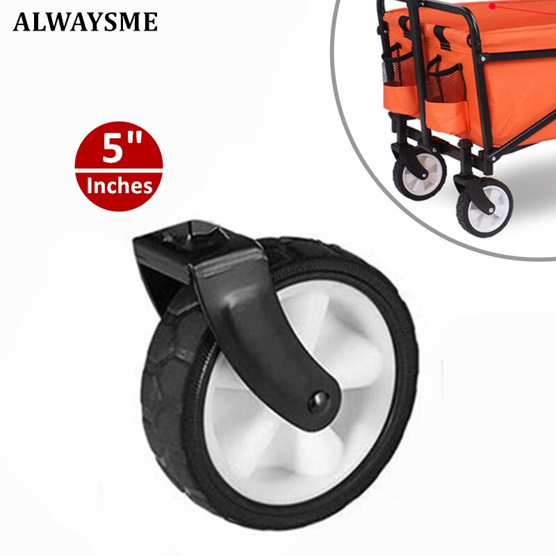 ALWAYSME 5 Inches Width 1.5Inches Solid Wheels With Fork For Utility Wagon Carts, Hand Trucks, Lawnmowers