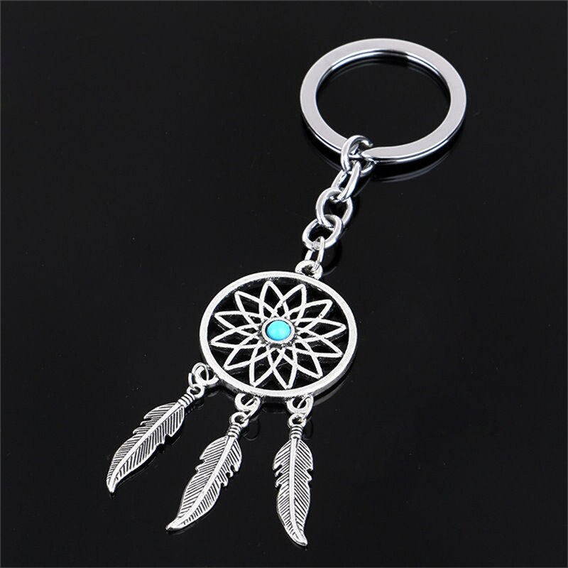 Dream Catcher Tone Key Chain Silver Ring Feather Tassels Keyring Toy Keychain For