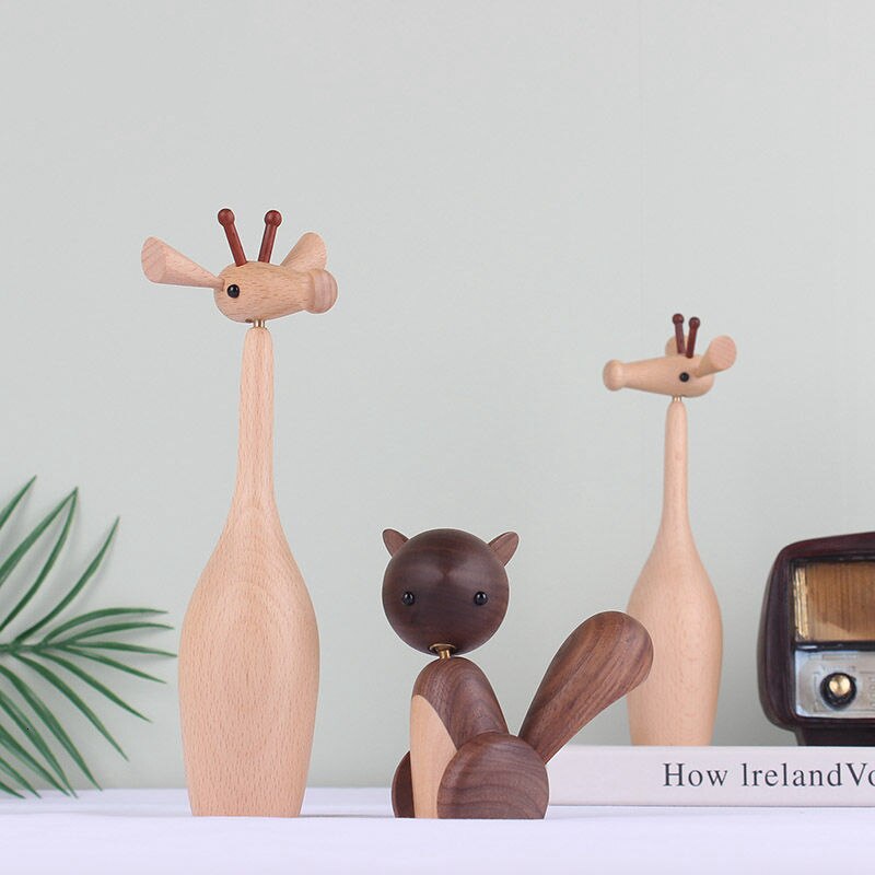 Home Decor Upgraded Wooden Ornaments Giraffe Imported Beech Wood Parts Can Be 360 Degrees Activity Wooden Play Wooden