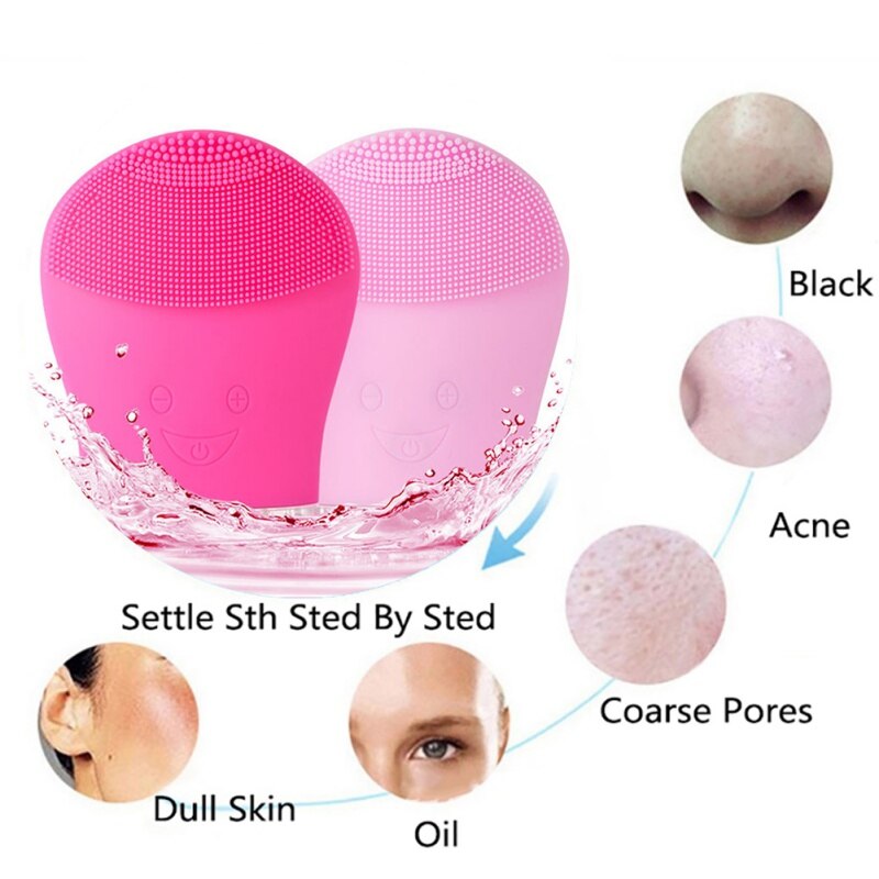 Elektrische gezichtsreinigingsborstel, sonische vibratie mini gezichtsreiniger, massage, vuilverwijdering, diepe poriënreiniging, siliconen massager