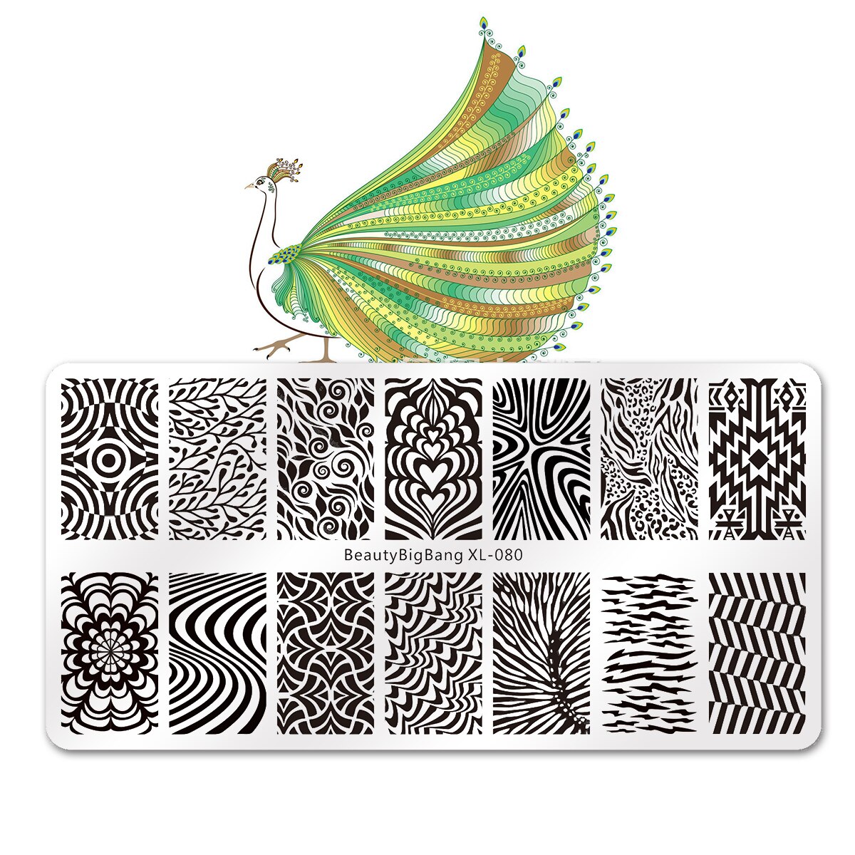 BeautyBigBang sirena del árbol de coco de placas de estampado para manicura sello plantillas 3D molde de estampado geométrico plantillas de manicura: D