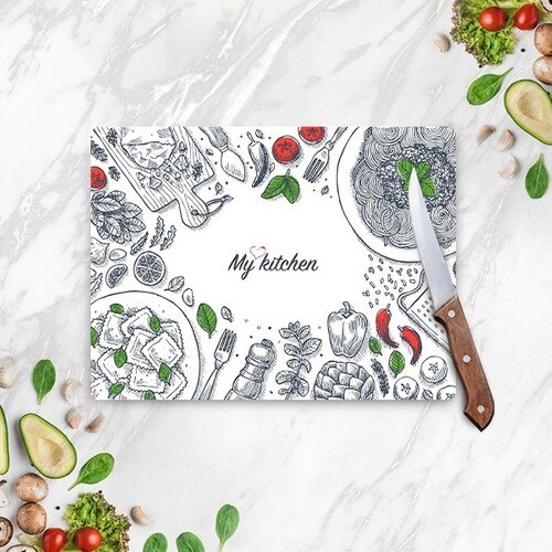 Glass Cutting Board My Kitchen Themed Glass Cutting Table Modern Kitchen 30x40 cm