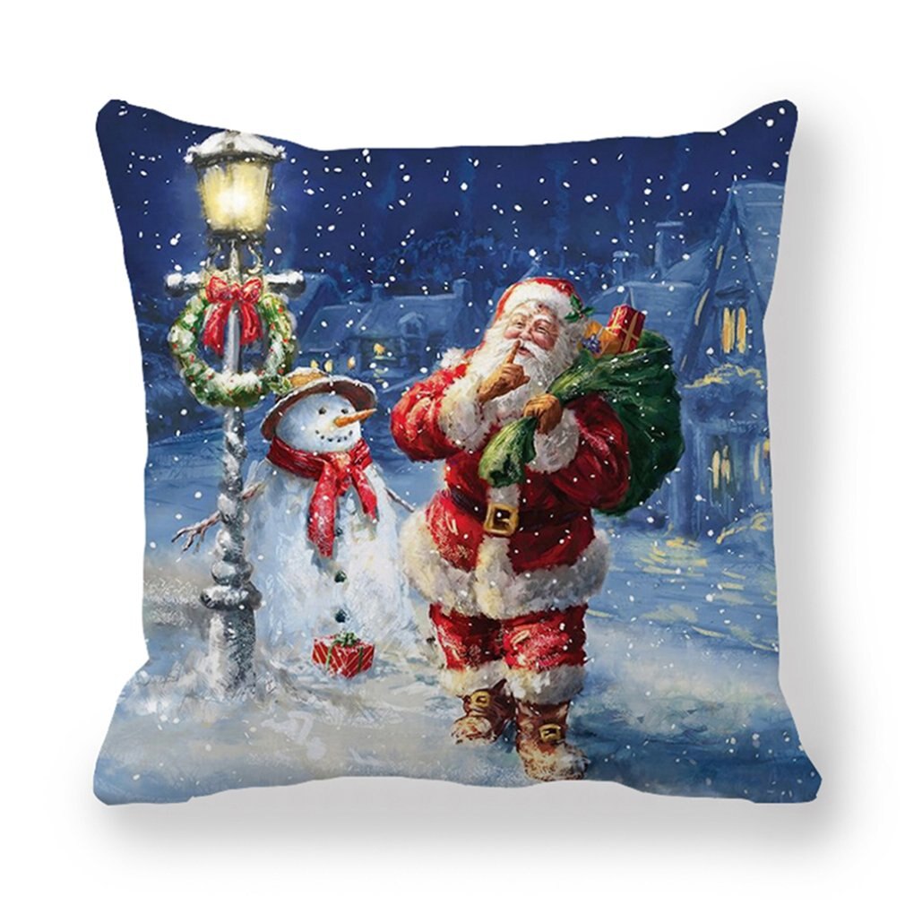 1 pièces taie d'oreiller père noël imprimer vieil homme canapé-lit décor à la maison taie d'oreiller chambre housse de coussin joyeux noël 44x44 Cm: 16