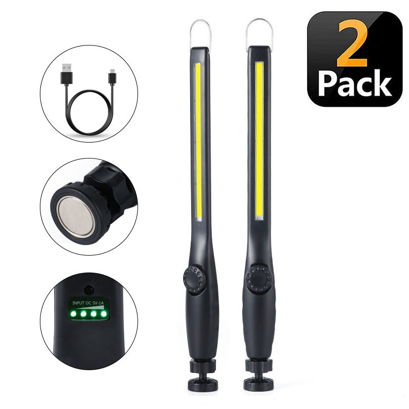 Led arbejdslys usb genopladeligt cob arbejdslys bærbart magnetisk trådløst inspektionslys til bilreparation, hjemmebrug, værksted