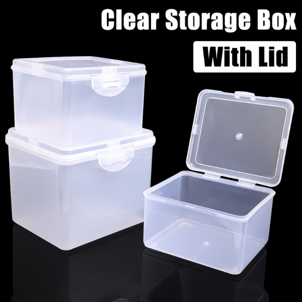 Boîte de Rangement en Plastique Transparent de Forme Rectangulaire avec Couvercle, Conteneur pour Stockage de Bijoux, Bande de Sauna