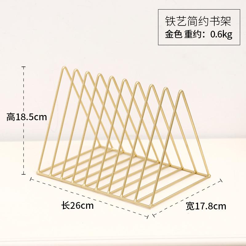 desktop metal gold bookshelf partition file finishing rack office storage cabinet: 3