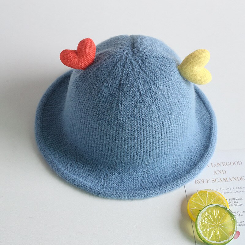 Babymuts winter kinderen snoepkleur liefde gebreide muts vissersmuts baby warme wollen muts douchemuts mutsen voor vrouwen: Grijs