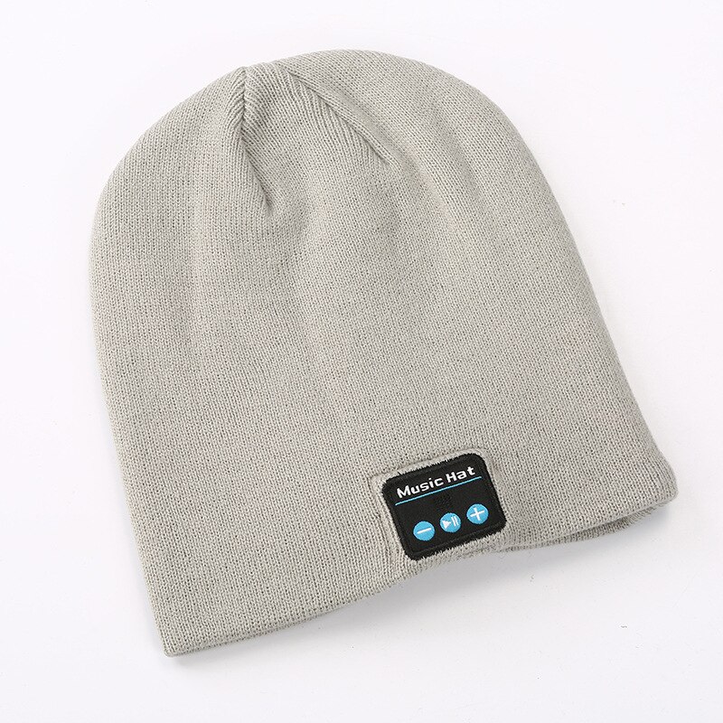 Cuffia USB Bluetooth invernale cuffia musicale ricaricabile senza fili a led con cappuccio per cuffia da sci per cappello da sci a maglia calda all'aperto: grey white