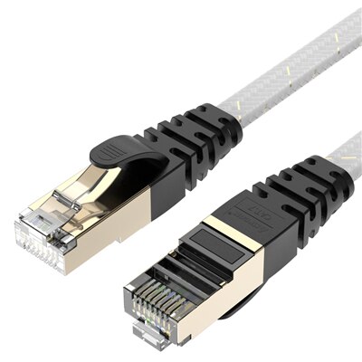 AMPCOM Cavo Ethernet RJ45 Cat7 Lan Via Cavo 1M 1.5M 2M 3M STP RJ 45 di Rete Piatto cavo Patch Cord Cavo Ethernet: White / 3m