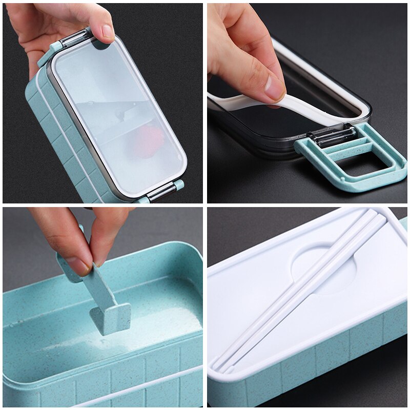 Caja de almuerzo de paja de trigo Bento cajas de microondas vajilla de almacenamiento de alimentos caja de alimentos