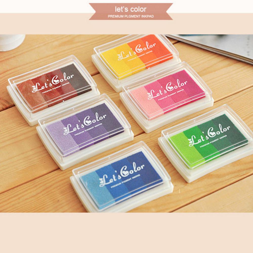 6Pcs Kids Vingerafdruk Schilderij Kleurrijke Stempelkussen Gradiënt Kleuren Stempel Partner Kindje DIY Art Craft Seal Graffiti Tool Vroege educat