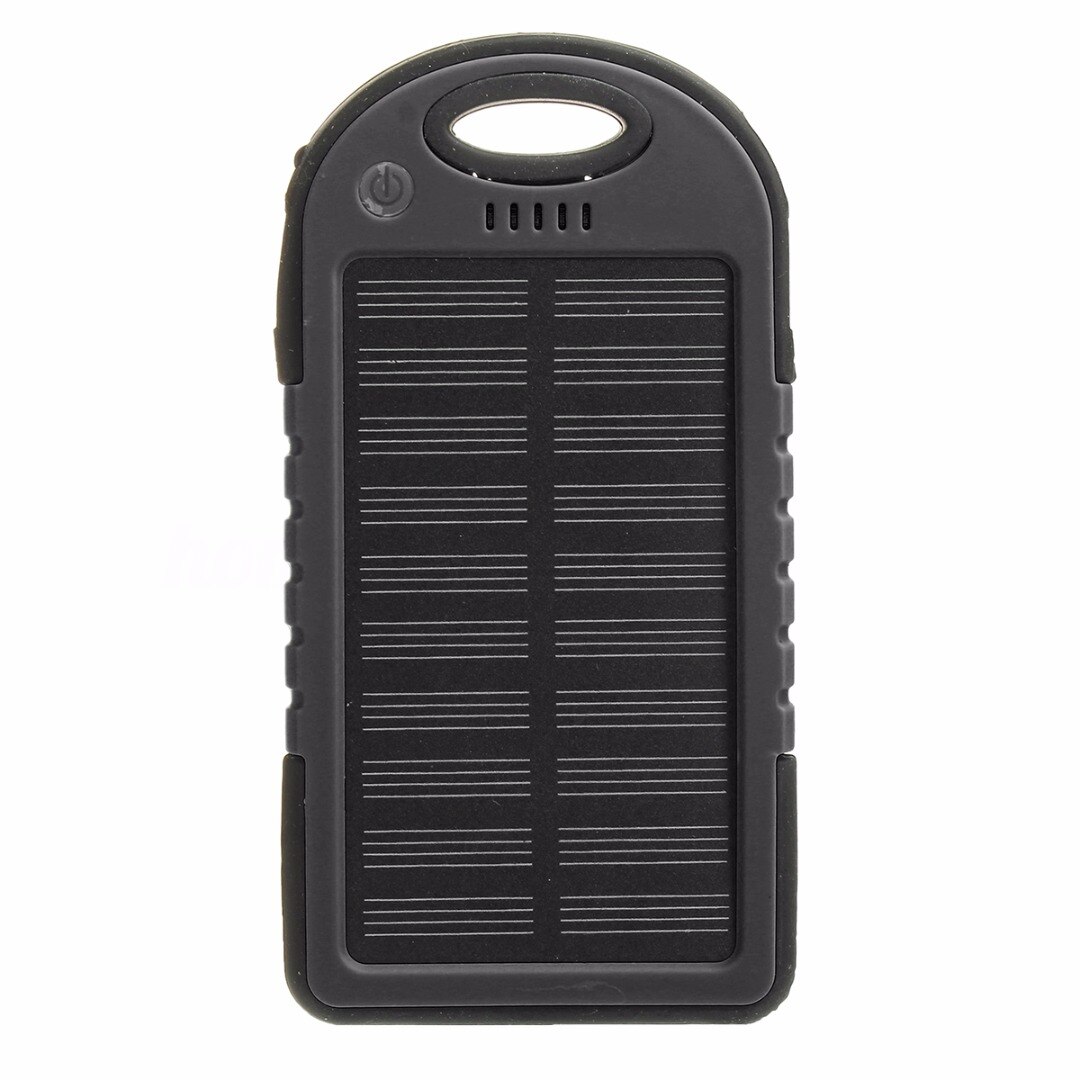 Replacement For Smart Mobile Cell Phone Charger Cover Efficient solar panel Portable Dual 2 USB Solar Power Bank Battery Case: Black