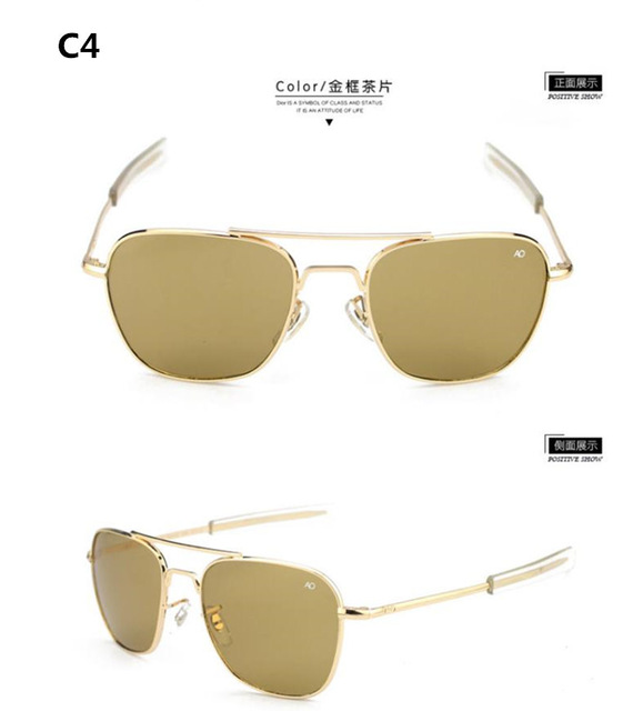 Aviation Sunglasses Men women uv400 pilot Sun Glasses 8052 policia green tea Oculos de sol masculino uv400: gold-tea