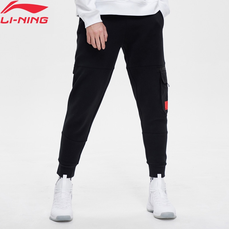 Li-Ning Mannen SLECHTE VIJF Basketbal Serie Zweet Broek Regular Fit 66% Katoen 34% Polyester Voering Sport Broek AKLP005 MKY450