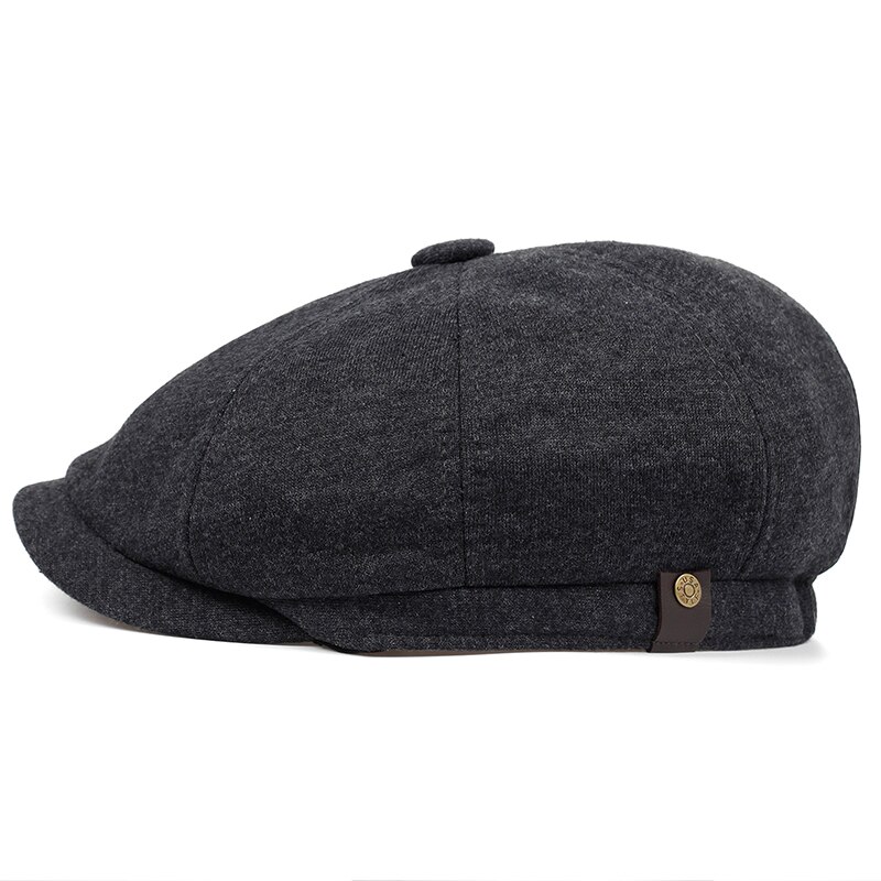 Newsboy Cap Men's Twill Cotton Eight Panel Hat Women's Baker Boy Caps Retro Big Large Hats Male Boina Black Beret: Dark Grey / L