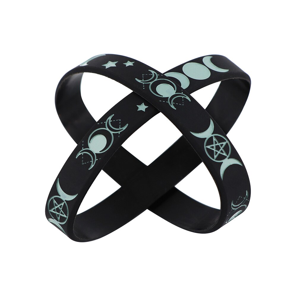 J3394 Triple Moon Goddess Magic Woman Bracelets Trendy Silicone Rubber Band Wristbands Hand Bangle Men Women Jewelry
