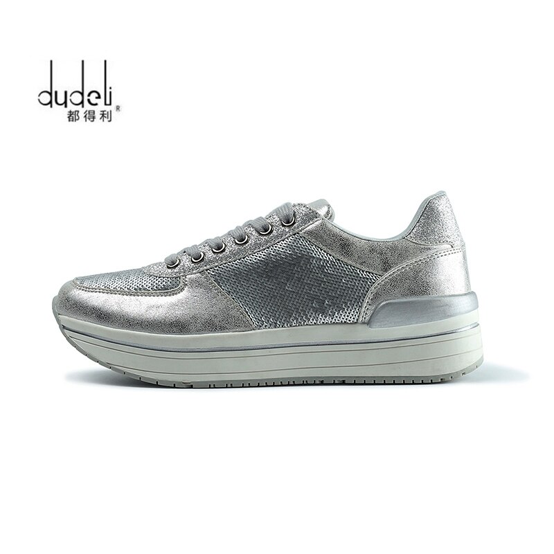 Women Shoes Wedge Sneakers Tenis Feminino Fish-Scale Pattern Breathable Platform Wedges Casual Shoes Big Size: Silver / 6