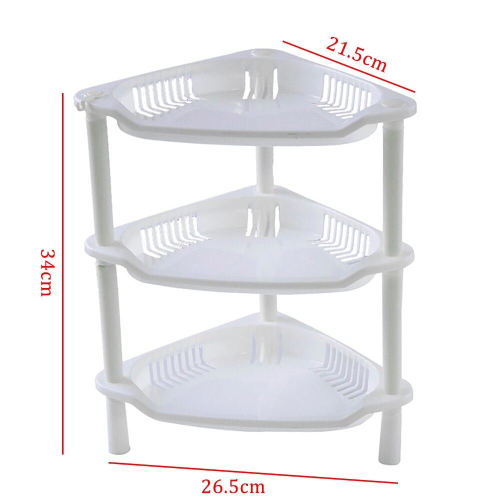 Organisateur de cuisine à 3 niveaux, étagère de rangement en plastique de , articles divers, étagère de salle de bain, Organization à domicile: White Triangular