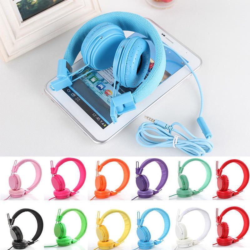 Ostart Foldable Kids Wired Headband Adjustable Earphone Headphones with Mic Stereo Bass gaming Music Calling Phone Call