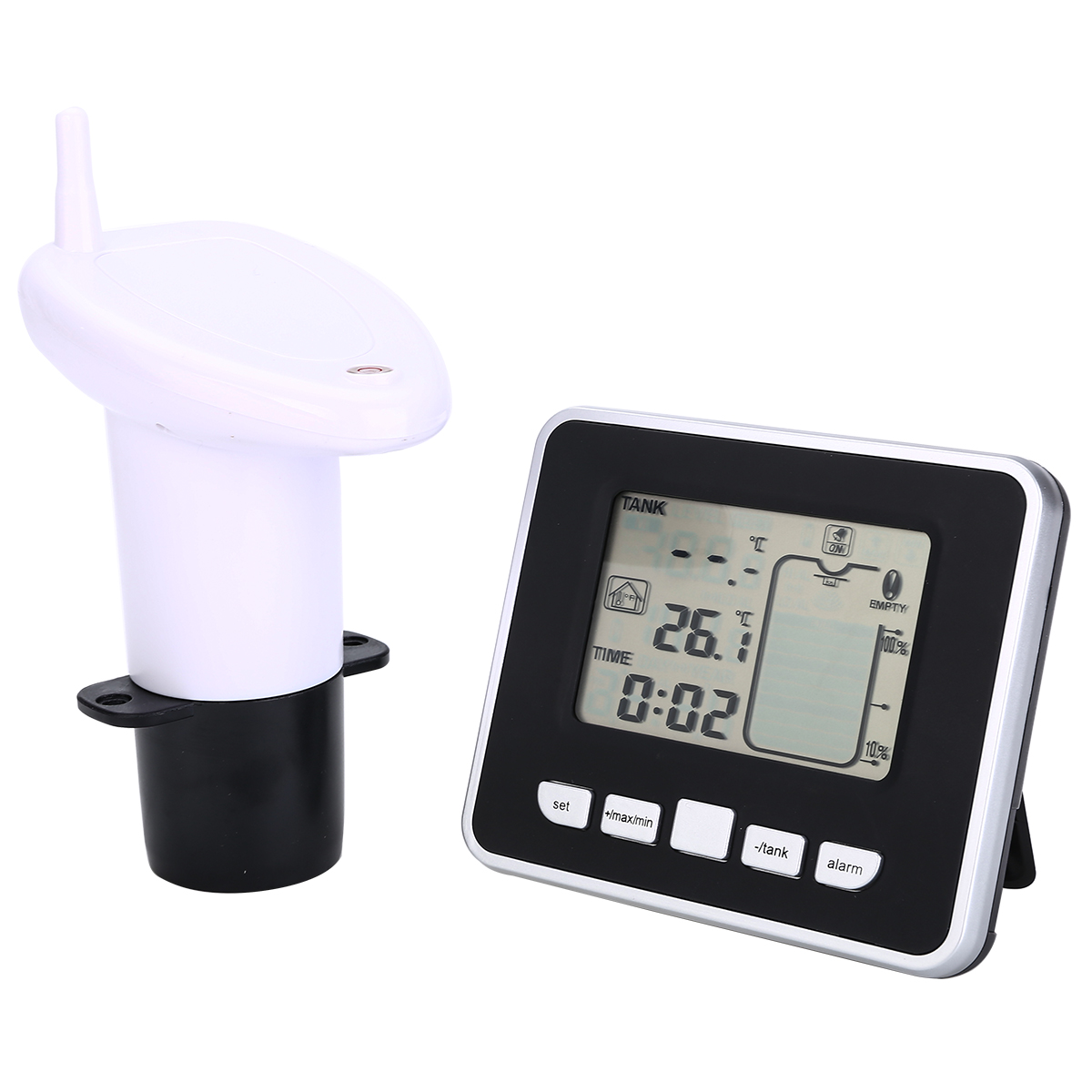1pcs Mayitr Ultrasonic Water Tank Level Meter Temperature Sensor Display Time Low battery Indicator Instruments
