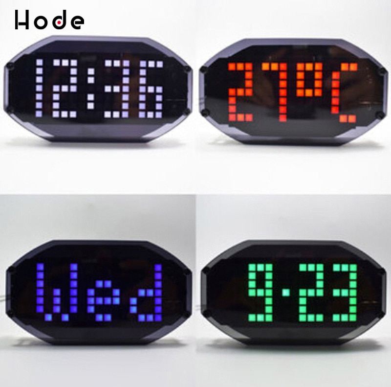 Digitalt led ur kit lysstyring temperatur dato klokkeslæt kompakt display med gennemsigtig kasse gør det selv
