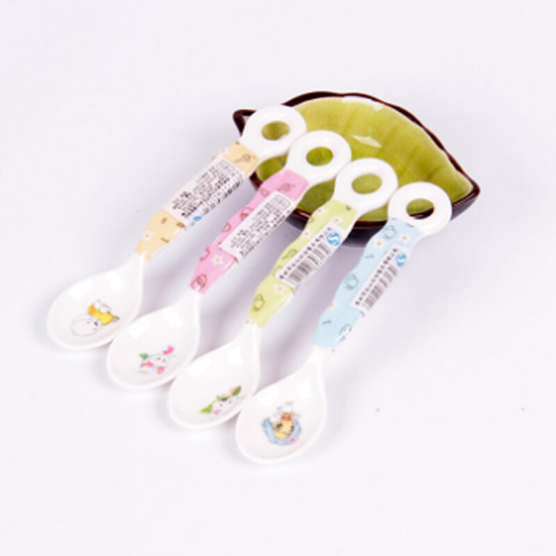 Łyżka robić karmienia dziecka dziecięca zakrzywiona długa zastawa stołowa żywność dla niemowląt łyżka robić zupy przeciw poparzeniom zastawa stołowa 4 styl dzieci