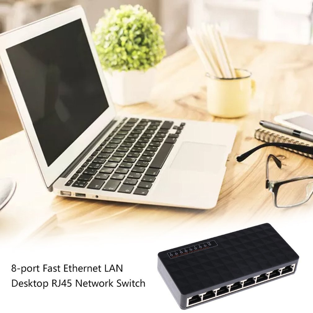 Mini LAN POE Ethernet Network Desktop Switch 8 Port 10/100Mbps Fast Hub Network Switch Hub Adapter High Performance