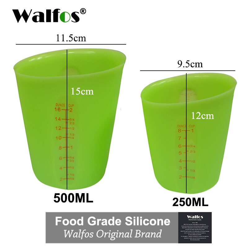WALFOS-tazas medidoras de silicona flexibles, Alimentaria, 500ml, cuchara de medir, utensilios para hornear, utensilios de repostería para Cocina