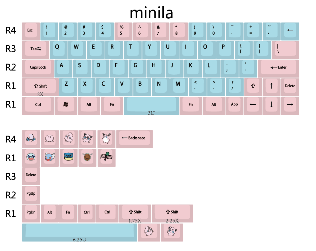 IDOBAO Miami original keycap powder blue series, 96 84 64 MINILA mechanical keyboard keycap: MINILA