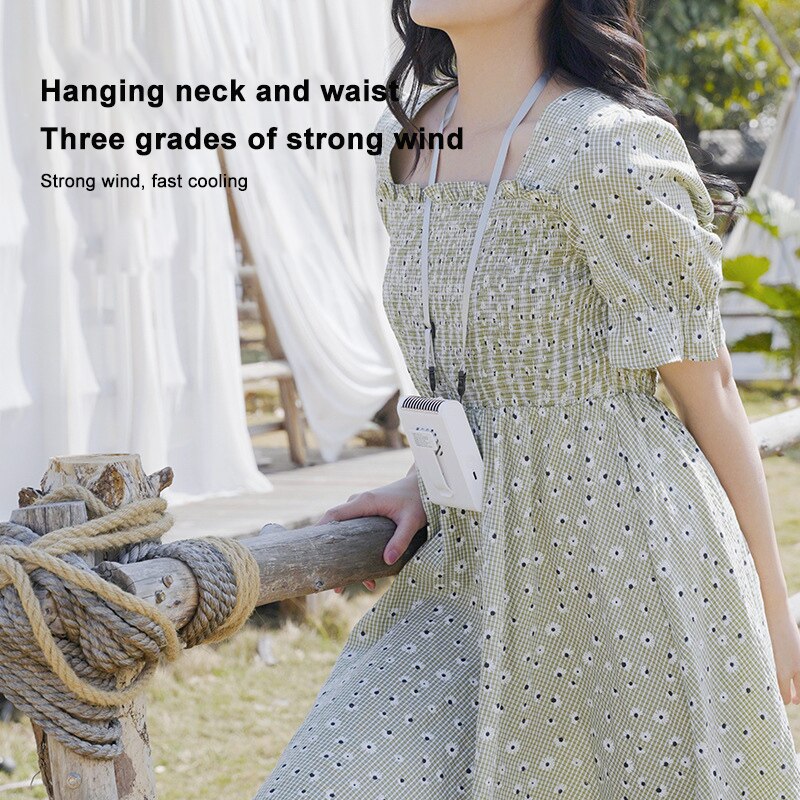 Mini Portable Fan Waist Clip Fan Hanging Neck Fan USB Rechargeable Air Conditioner 1200Mah For Outdoor Working Camping