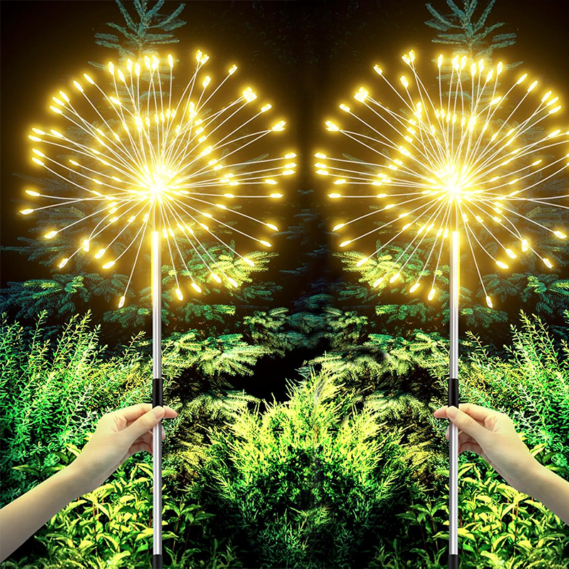 Nuevas luces solares para camino de fuegos artificiales, 420LED, decoración de jardín al aire libre, Patio, césped, paisaje, Patio, luz navideña: Azul cielo / Azul