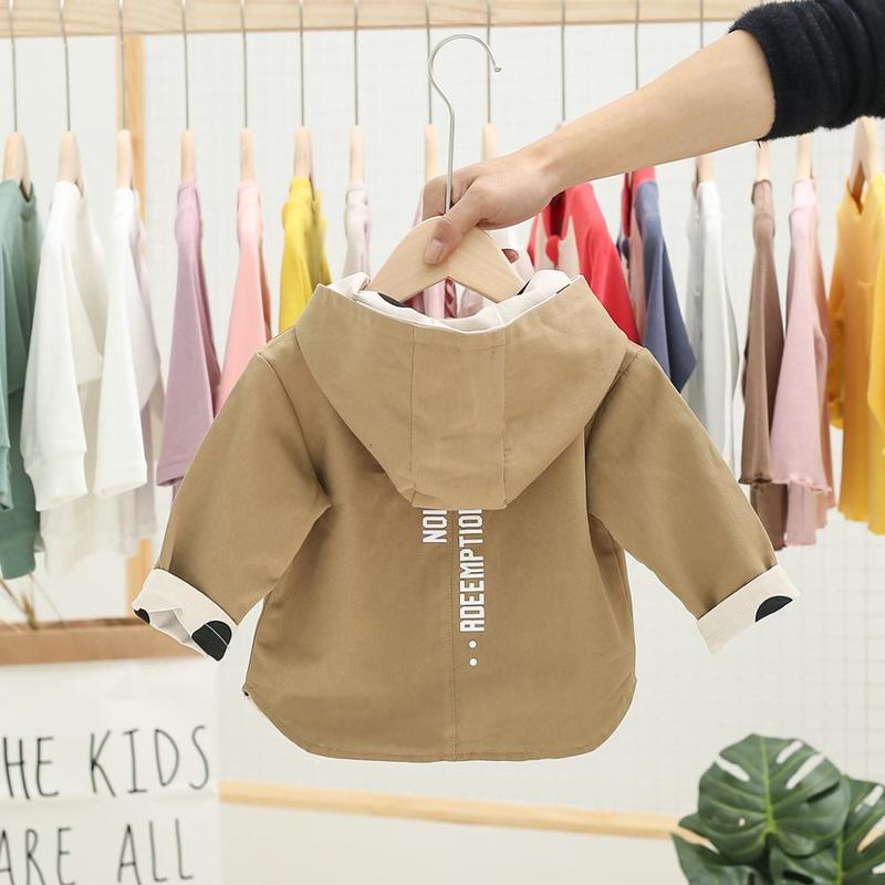 Spring Autumn Girls Double Sided Jackets Baby Boys Kids Outerwear Letter Casual Sport Hoodied Coat Children Clothing Trench Coat