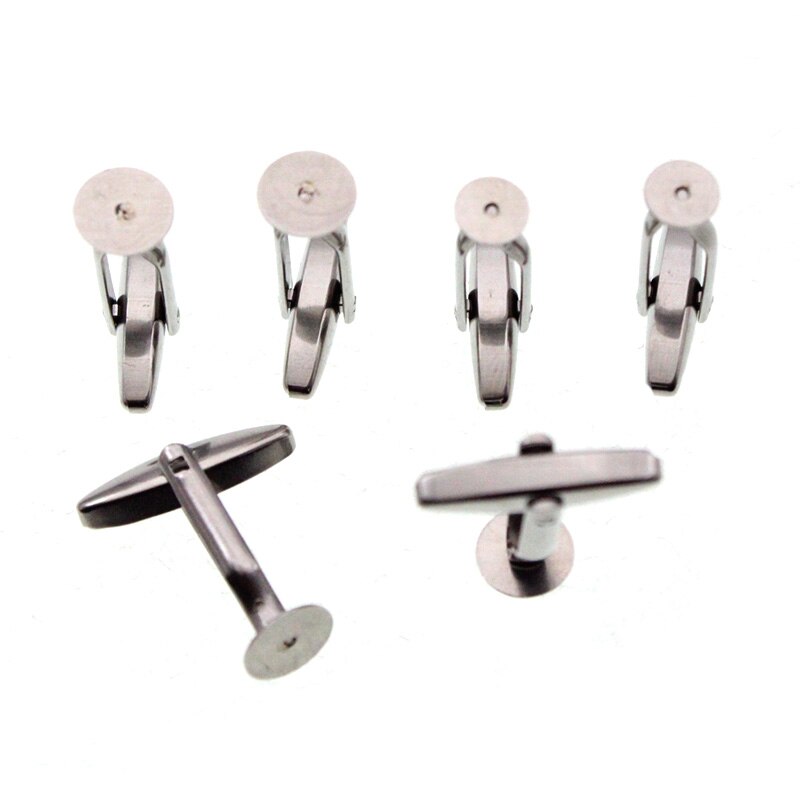 6pcs (No Fading) Stainless Steel Cufflinks Findings Cabochon Blank Base Fit 6 8 10 12 mm Jewelry Making Accessories